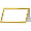 Beistle Gold Border Place Cards – 50 Pack, Folded Table Name Cards with White Center & Metallic Frame, Printed Cardstock Seating Markers for Weddings, Formal Events, Banquets & Celebrations, 2″ x 4″
