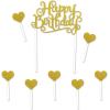 Beistle , 3 Piece Glittered Happy Birthday Cake Toppers, 8.25″