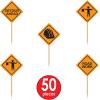 Beistle, 2 1/2-Inch, Orange/Black Construction Sign Food Picks