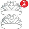 Beistle 2 Piece Silver Glittered Metal Happy 21st Birthday Headbands With Attachable Combs