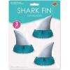 Beistle 3 Piece Shark Theme Party Supplies Birthday Decorations Table Centerpieces, Gray/Blue, 6.75 x 6.25