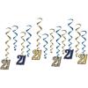 21st Birthday Decorations for Boy, Blue and Gold Metallic Danglers, Box of 72