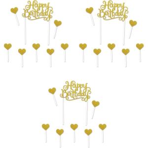 Beistle , 3 Piece Glittered Happy Birthday Cake Toppers, 8.25″