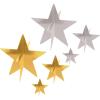 Beistle 3-D Foil Star Centerpieces – 6 Gold & Silver Metallic Table Decorations for Milestone Birthday Parties, Award Nights, New Year’s Eve, Graduations, Event Displays & Photo Props, 3”, 5.5” & 8”