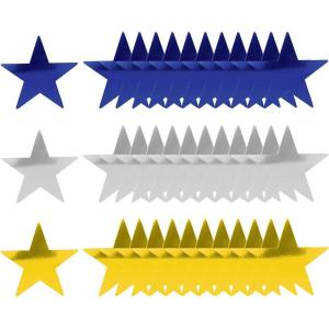 Beistle Foil Star Cutouts – 36 Gold, Silver, and Blue Metallic Stars, Double-Sided Hanging Decorations for Birthday Parties, Events, New Year’s Eve Celebrations, Photo Backdrops & Themed Displays, 15″