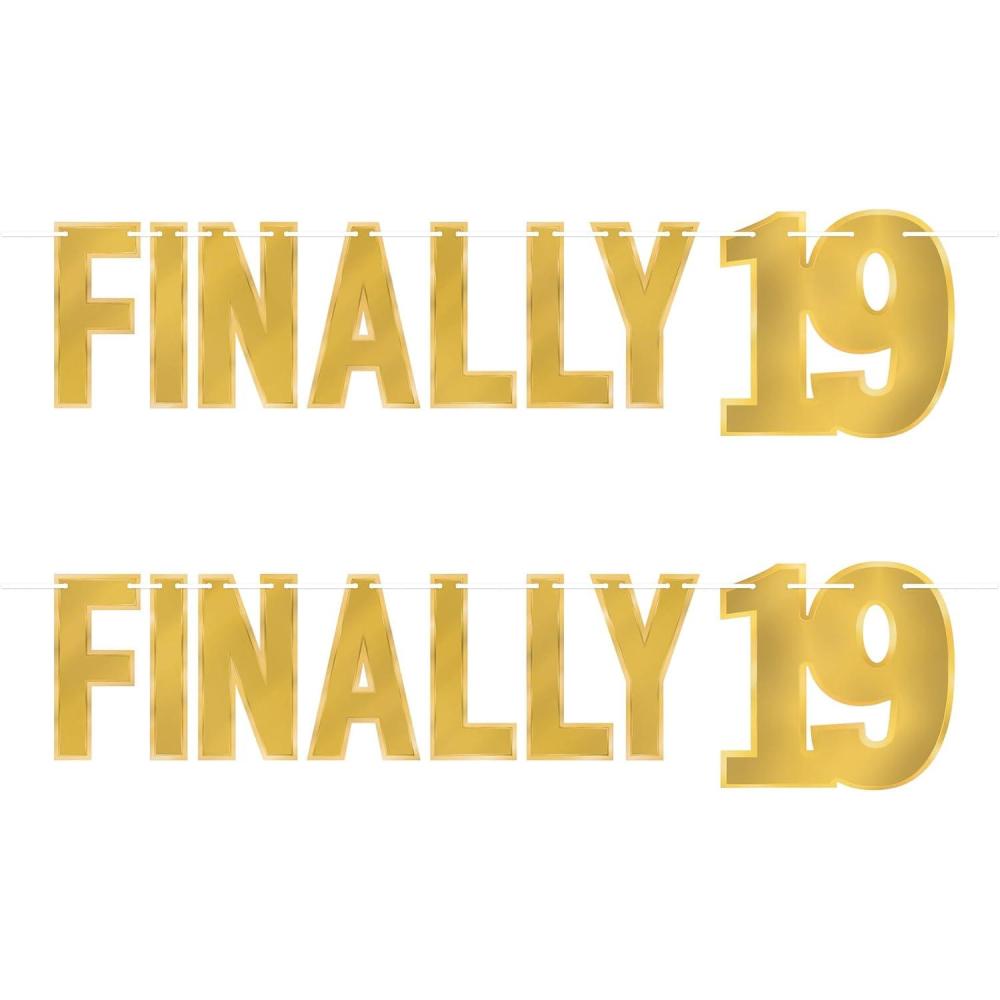 image:imageBeistle 2 Piece Elegant Gold Finally 19 Birthday Banners 75 x 3 Bday Party Decorations Milestone Celebrations