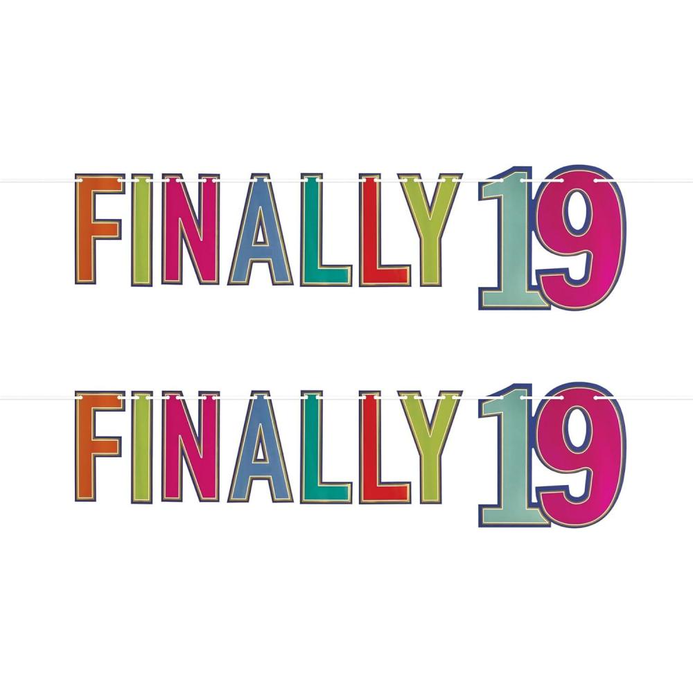 image:imageBeistle 2 Piece Elegant MultiColor Finally 19 Birthday Banners Bday Party Decorations Milestone Celebrations