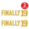 Beistle 2 Piece Elegant Gold Finally 19 Birthday Banners, 7.5” x 3’, Bday Party Decorations, Milestone Celebrations