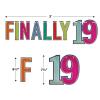 Beistle 2 Piece Elegant Multi-Color Finally 19 Birthday Banners, Bday Party Decorations, Milestone Celebrations