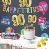 Beistle Happy “90th” Birthday Cake Toppers – 2 Gold Glittered 6″ x 8¼” Decorative Top Pieces with Twelve 1″ x 3½” “90” Picks, Sparkling Dessert Decorations for 90th Birthday Parties & Celebrations