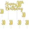 Beistle Happy “30th” Birthday Cake Toppers – 2 Gold Glittered 6″ x 8¼” Decorative Top Pieces with Twelve 1″ x 3½” “30” Picks, Sparkling Dessert Decorations for 30th Birthday Parties & Celebrations