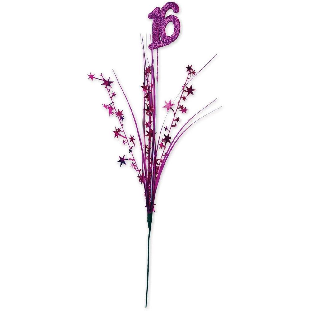 image:imageBeistle Club Pack of 12 Purple Glittered Metallic 16th Birthday Star Sprays 23