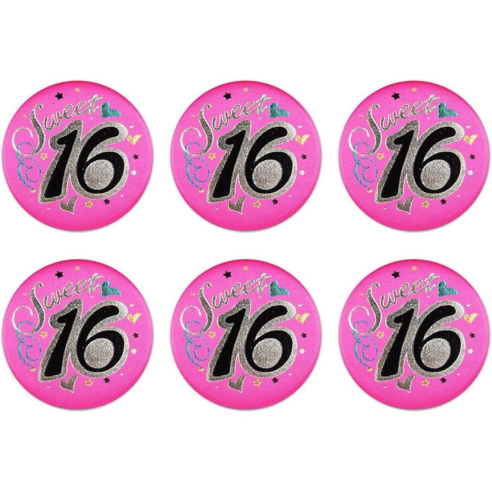 image:imageBeistle Sweet 16 Buttons 6 Piece 25 Multicolored