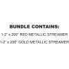 Beistle Metallic Streamer Bundle – Pack of 2, Red & Gold Foil Party Streamers, Bulk Rolls for Large Holiday Events, Birthdays, Anniversaries, Weddings, Graduations & Decorative Displays, 2″ x 200′