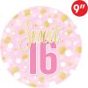 Beistle Sweet 16 Paper Plates – 16 Pack, Pink and Gold Sixteenth Birthday Party Tableware with Polka Dot Design, Round Disposable Dessert and Meal Plates for Milestone Celebrations & Event Tables, 9″