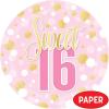 Beistle Sweet 16 Paper Plates – 16 Pack, Pink and Gold Sixteenth Birthday Party Tableware with Polka Dot Design, Round Disposable Dessert and Meal Plates for Milestone Celebrations & Event Tables, 9″