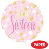 Beistle Sweet Sixteen Paper Plates – 16 Pack, Pink and Gold 16th Birthday Party Tableware, Polka Dot Design, Round Disposable Dessert & Appetizer Plates for Milestone Celebrations & Event Tables, 7″