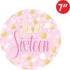 Beistle Sweet Sixteen Paper Plates – 16 Pack, Pink and Gold 16th Birthday Party Tableware, Polka Dot Design, Round Disposable Dessert & Appetizer Plates for Milestone Celebrations & Event Tables, 7″