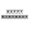 Beistle 16th Birthday Party Supplies Boy, Foil Silver and Black Happy Birthday Streamer 6 Inch x 12 Feet, Pack 12