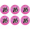 Beistle Sweet 16 Buttons 6 Piece, 2.5″, Multicolored