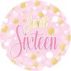 Beistle Sweet Sixteen Paper Plates – 16 Pack, Pink and Gold 16th Birthday Party Tableware, Polka Dot Design, Round Disposable Dessert & Appetizer Plates for Milestone Celebrations & Event Tables, 7″
