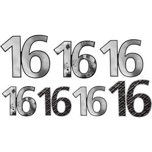 Beistle 16th Birthday Party Supplies Boy, 16th Foil Silver and Black Cutouts Assorted Size 6.5 Inch, 8.75 Inch, 10.75 Inch, Pack 84