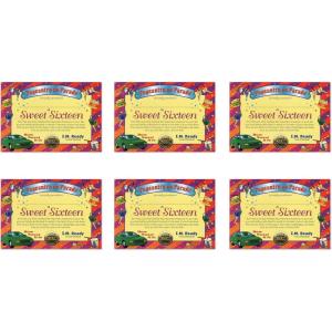 Beistle 6-Pack Sweet Sixteen Certificate, 5 by 7-Inch