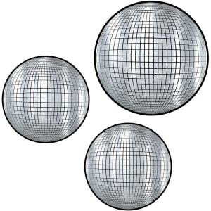 Beistle Disco Ball Wall Decorations – 3 Pack, Large Silver Foil Disco Cutouts, 1970s Retro Dance Party Décor for Seventies Themes, New Year’s Eve Celebrations, Birthdays & Photo Backdrops, 21″ & 27½”