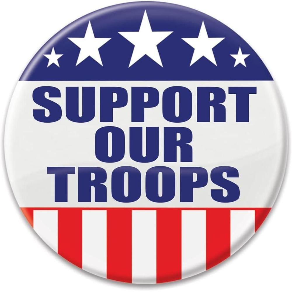 image:imageBeistle BT016 PatrioticSupport Our Troops Cardstock Button Multicolor