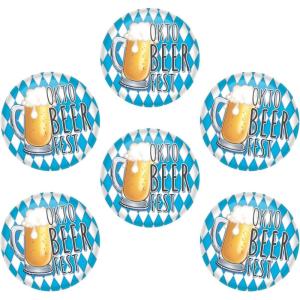 Beistle 6 Piece Pinback Bavarian Oktoberfest Buttons for German Theme Beer Festival Party Favors