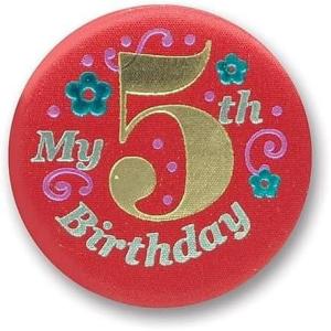 Beistle 6-Pack My 5th Birthday Satin Button, 2-Inch