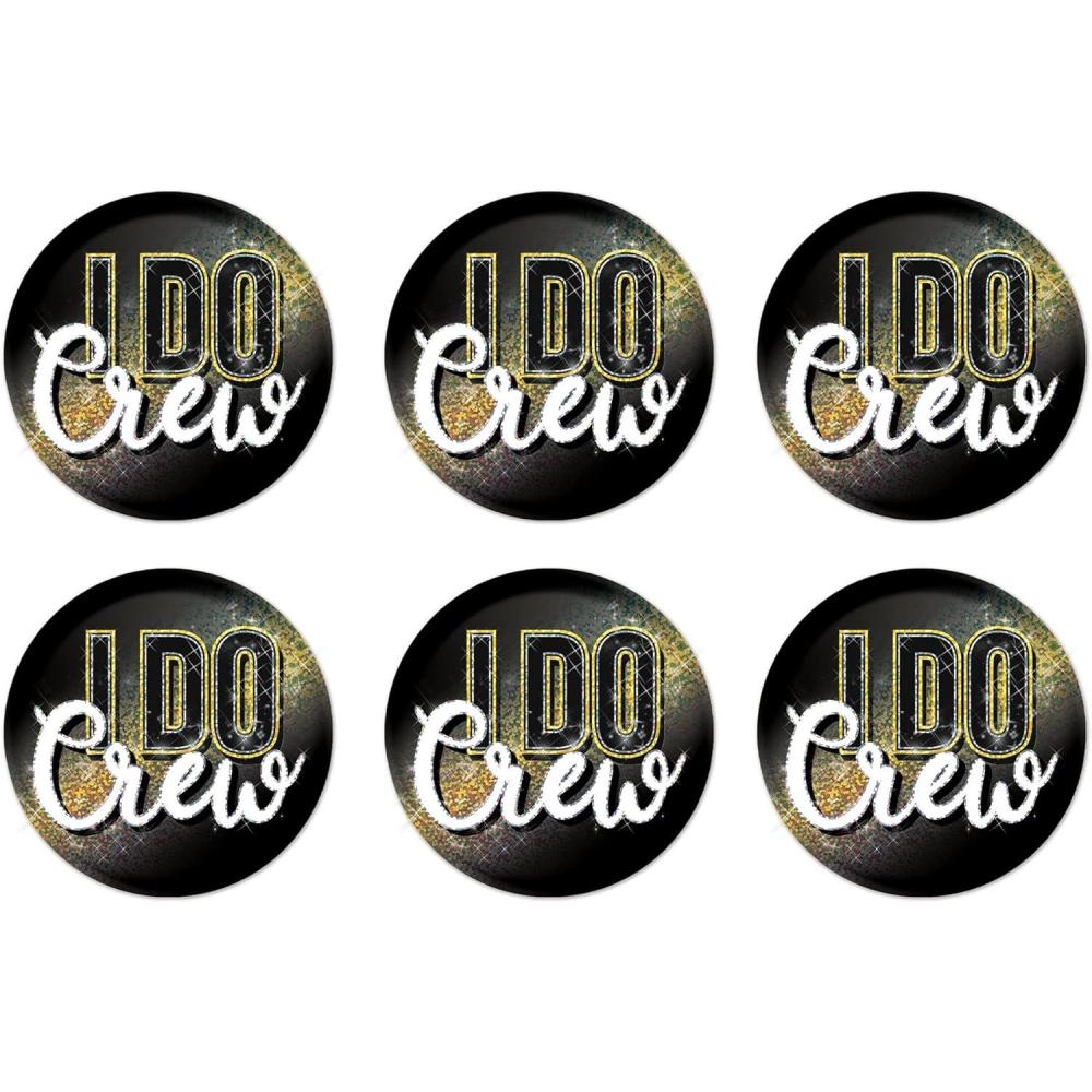 image:imageBeistle 6 Piece Prismatic I Do Crew Pinback Bachelorette Buttons For Bridal Shower Party Supplies Bridesmaids Gifts