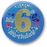 Beistle My 6th Birthday Satin Button in Blue