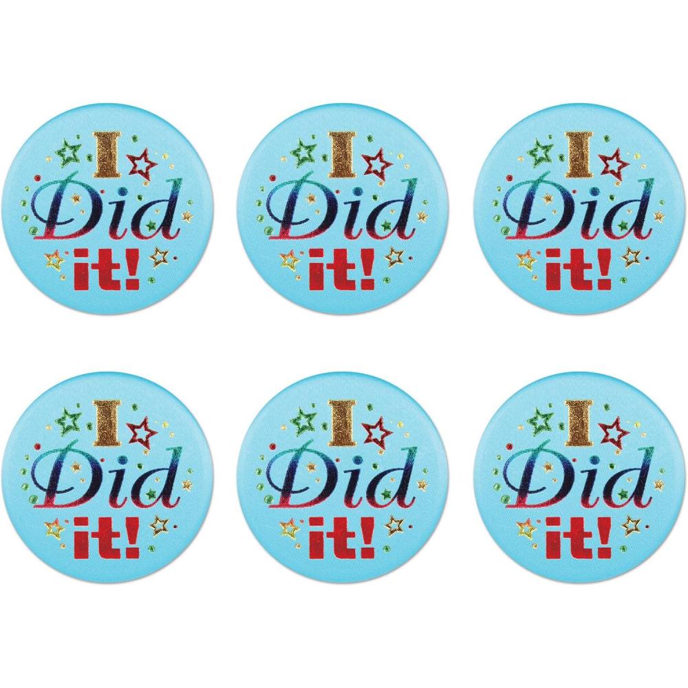 image:imageBeistle Pack of 6 I Did it Satin Buttons Novelty Achievement Celebration Party Favor for Graduations Promotions Success Themed Event 2