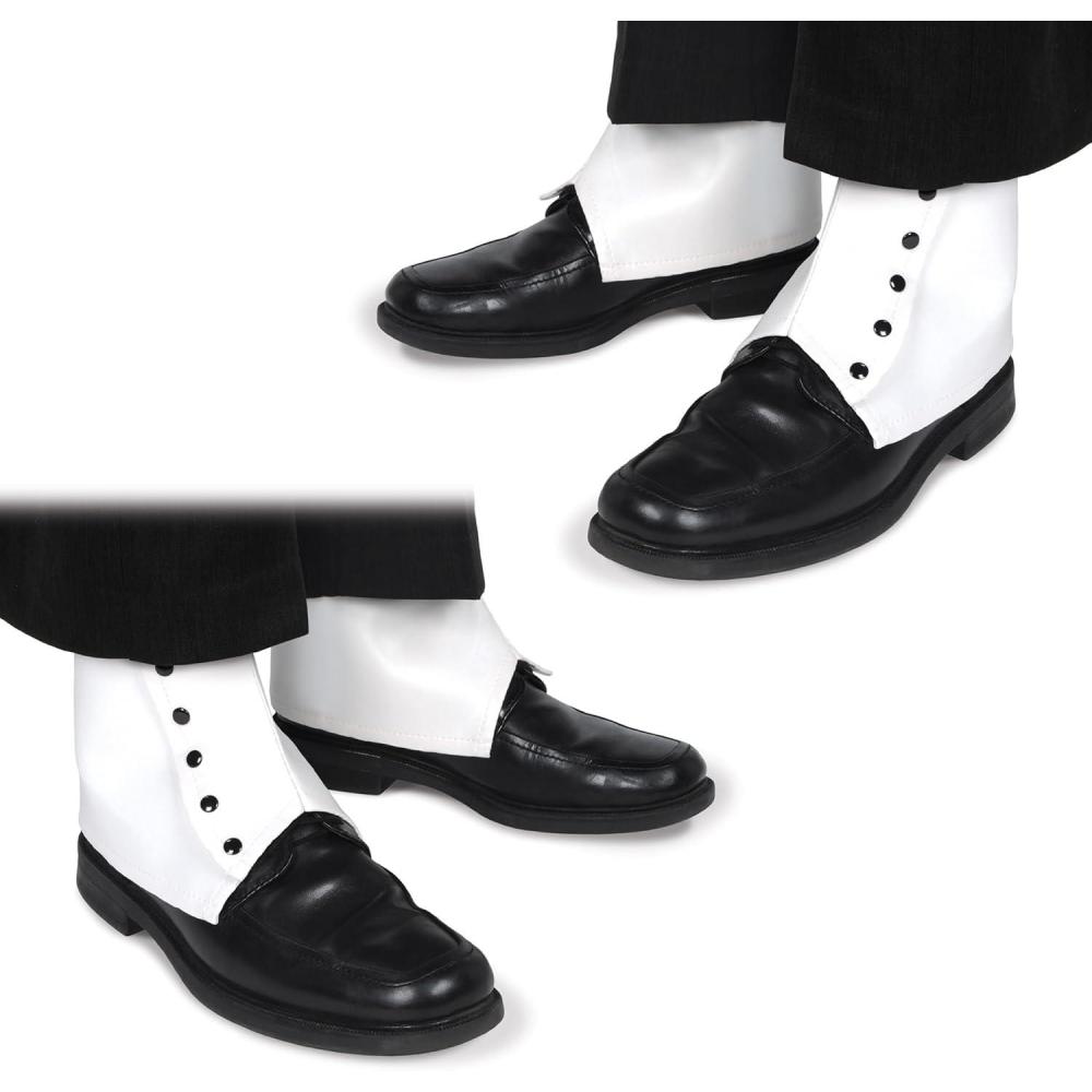 image:imageBeistle White Plastic Spats with Black Metal Snap Buttons Fancy Dress Costume Classic Mobster amp Gangster Shoe Accessory for 1920s Themed Parties 2 Pairs