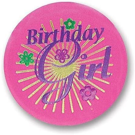 image:imageBirthday Girl Satin Button With Violet Print 2 Party Accessory