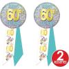 60th Birthday Button Pin Wearable Rosettes – Pack of 2