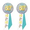 60th Birthday Button Pin Wearable Rosettes – Pack of 2