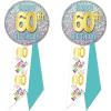 60th Birthday Button Pin Wearable Rosettes – Pack of 2