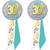 Beistle 2 Piece Happy 30th Birthday Party Favors, Wearable Rosette Button Pins
