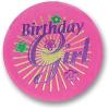 Birthday Girl Satin Button With Violet Print 2″ Party Accessory