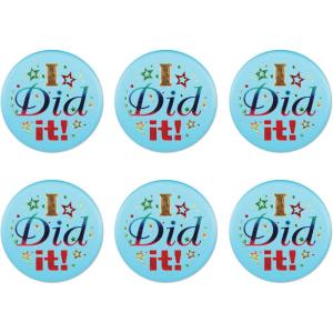 Beistle Pack of 6 I Did it Satin Buttons, Novelty Achievement Celebration Party Favor for Graduations, Promotions, Success Themed Event, 2″