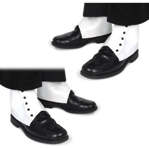 Beistle White Plastic Spats with Black Metal Snap Buttons, Fancy Dress Costume, Classic Mobster & Gangster Shoe Accessory for 1920’s Themed Parties, 2 Pairs