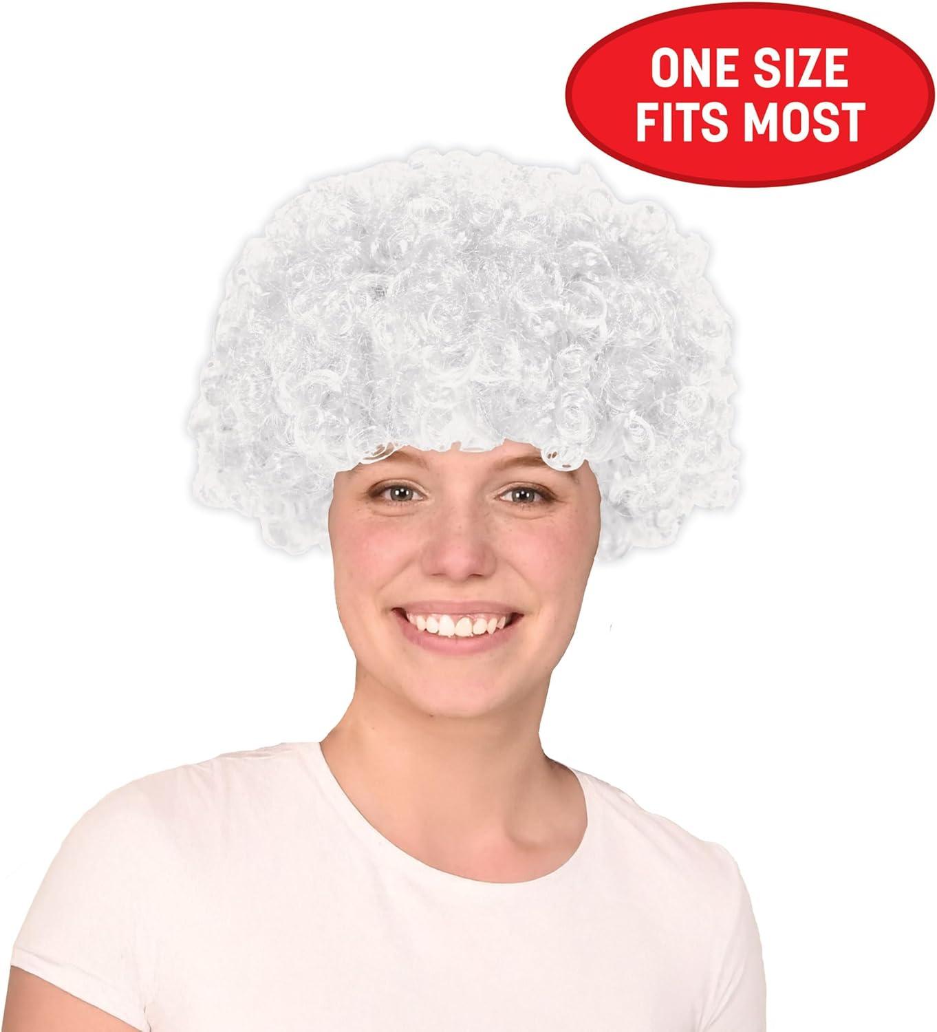 image:imageBeistle White Curly Wig Short Synthetic Costume Wig Bold Novelty Spirit Hair Accessory for Cosplay Halloween Costumes Themed Party Wear Stage Performances Photo Booth Props amp Event Styling