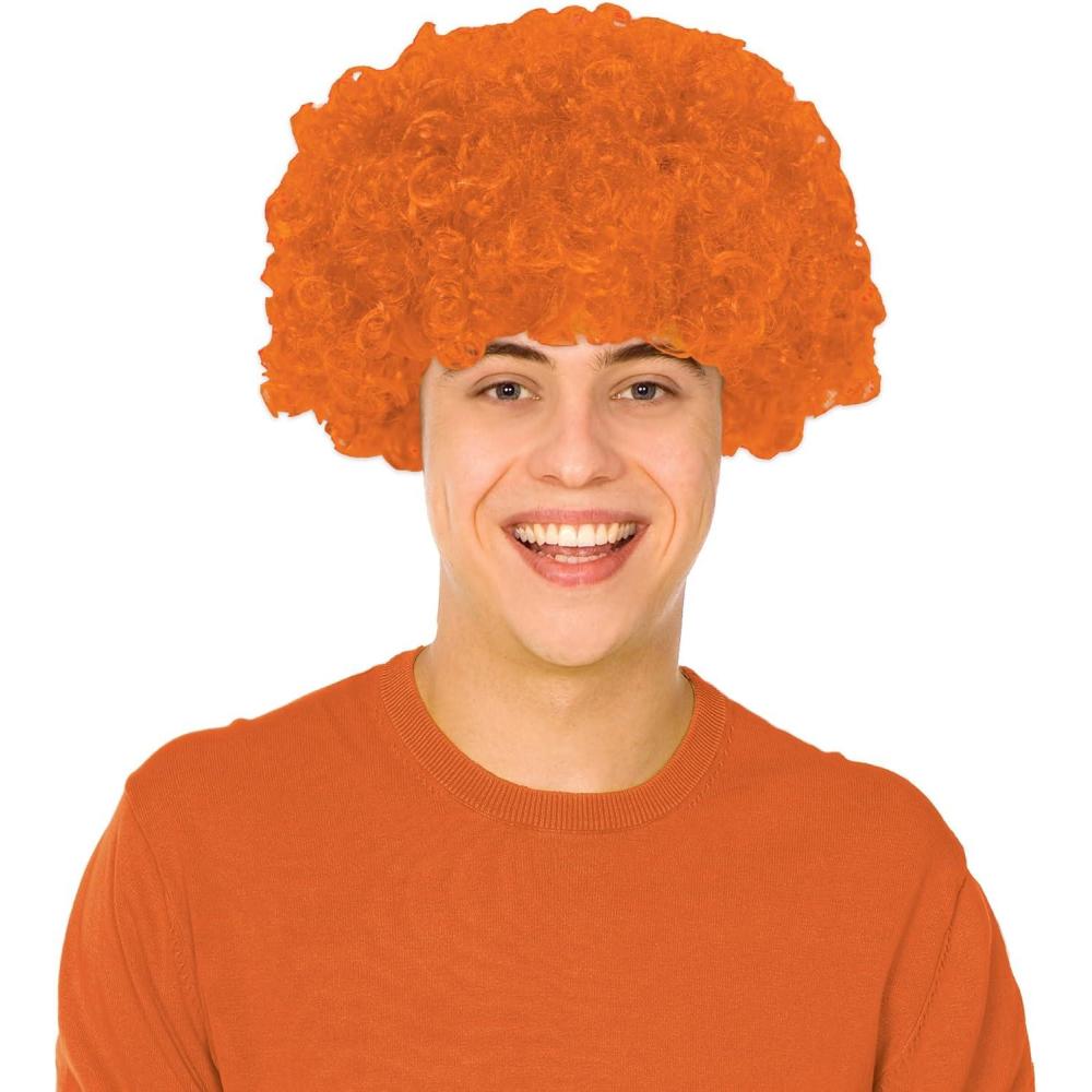 image:imageBeistle Orange Curly Wig Short Synthetic Costume Wig Bold Novelty Spirit Hair Accessory for Cosplay Halloween Costumes Themed Party Wear Stage Performances Photo Booth Props amp Event Styling