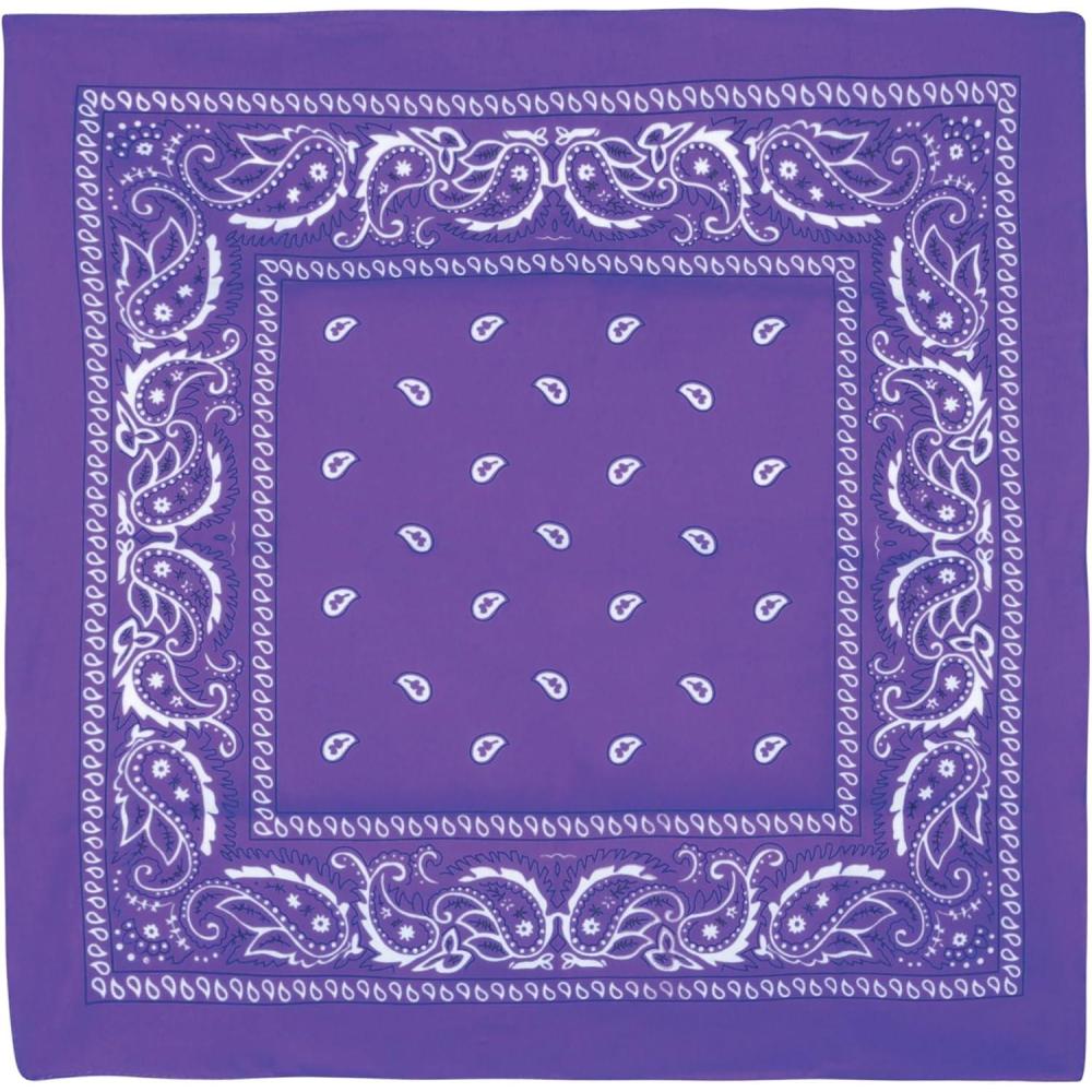 image:imageBeistle Purple Fabric Bandanas 3 Pack Polyester Paisley Head Scarf Squares Western Cowboy Rodeo Festival Wearables Country Costume Accessories Neck Scarf Wraps amp Themed Event Dcor 22 x 22