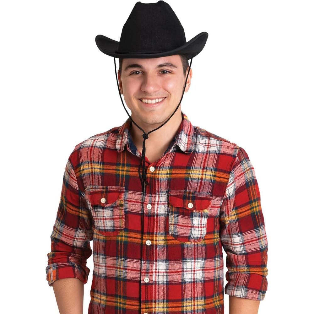 image:imageBeistle Purple Velour Cowboy Hat Western Costume Headwear with Adjustable Chin Strap Country Theme Accessory for Rodeo Parties Ranch Events Photo Booth Props and Themed DisplaysBlack
