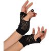 Beistle Black Short Fishnet Gloves – 2 Pairs, Fingerless Stretch Mesh Costume Accessories with Elastic Wrist Cuffs, Retro 80s Party Wear, Halloween Outfit Accents for Dance Rave Themed Events