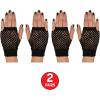 Beistle Black Short Fishnet Gloves – 2 Pairs, Fingerless Stretch Mesh Costume Accessories with Elastic Wrist Cuffs, Retro 80s Party Wear, Halloween Outfit Accents for Dance Rave Themed Events