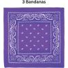 Beistle Purple Fabric Bandanas – 3 Pack, Polyester Paisley Head Scarf Squares, Western Cowboy Rodeo Festival Wearables, Country Costume Accessories, Neck Scarf Wraps & Themed Event Décor, 22″ x 22″